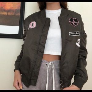 Olive Green Zip Front Bomber Jacket